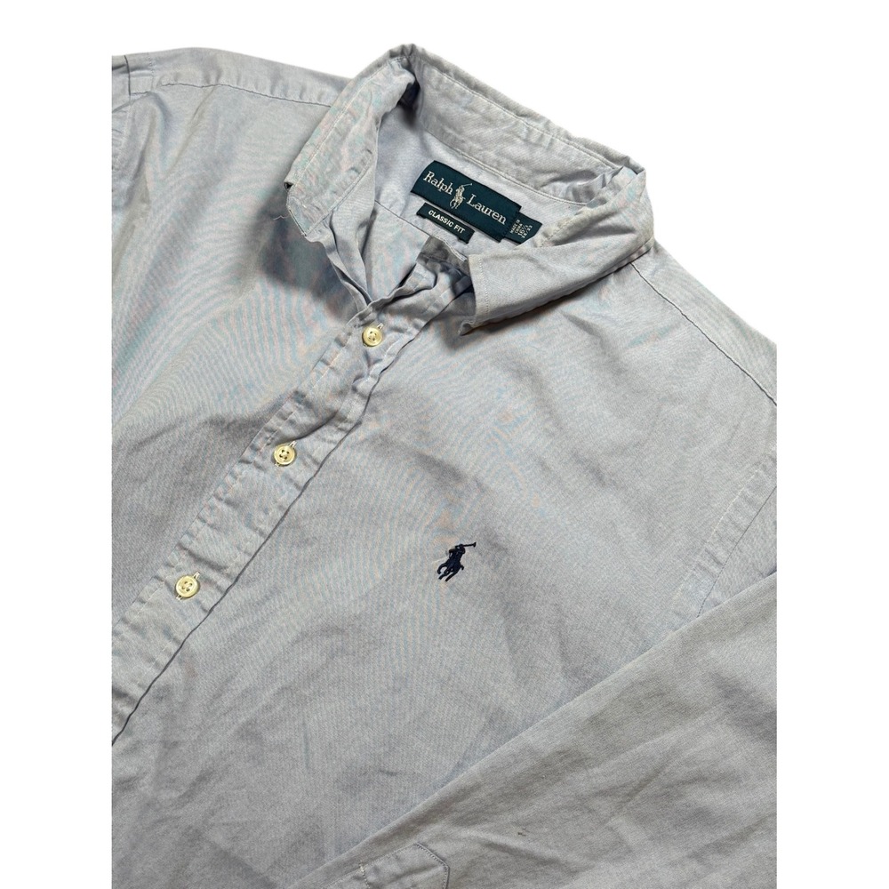 Vintage Ralph Lauren Classic Fit Oxford Button Down Shirt Blue Mens Size 16 1/2